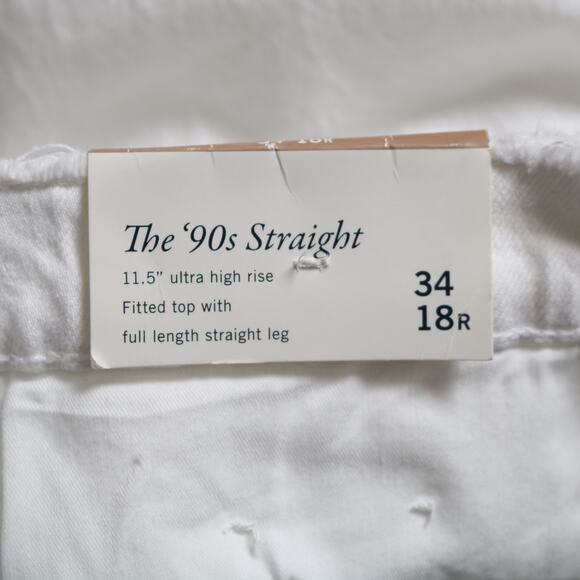 Abercrombie & Fitch 90s Straight Ultra High Rise White Distressed Jeans Size 18 - Picture 7 of 11